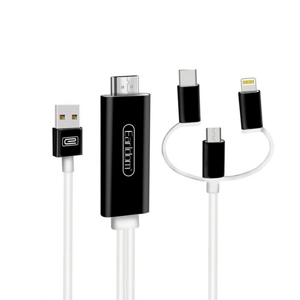 کابل تبدیل USB/USB-C/لایتنینگ به HDMI ارلدام مدل W13...